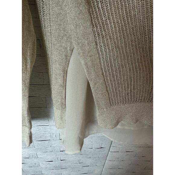 Lucky Brand lightweight coastal sweater tank top chiffon lining loose weave - Picture 3 of 11